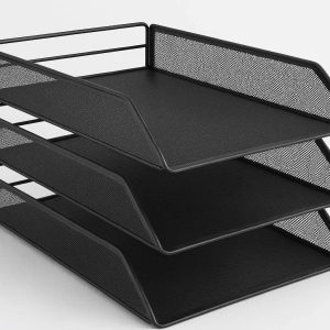 15 Stackable Desk Organizer Trays for Paper and Files Set of 3 Letter Size Document Storage Racks for Office Desktop Organization Matte Black