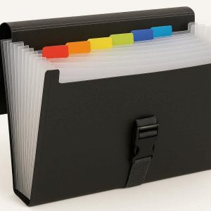 17 Expanding File Folder 13 Pockets Letter Size Accordion Document Organizer with Colored Tabs and Secure Buckle Closure for Office and School