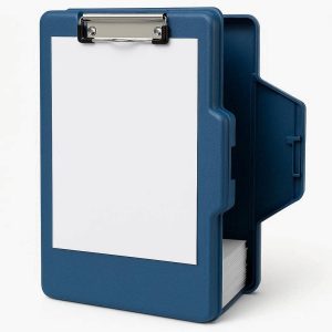 21 Clipboard with Storage Compartment Heavy Duty Plastic Side Opening File Folder for Nurses Coaches and Students Document Protection Blue
