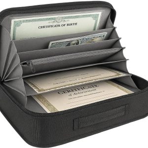 24 Fireproof Document Folder with Zipper Closure Multi Layer File Organizer for Important Certificates Cash and Legal Size Paper Protection