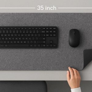 27 Felt Desk Pad with Anti Slip Backing Large Wool Blend Desk Mat for Keyboard and Mouse Comfort and Warmth for Office Desk Grey 35x17 Inch