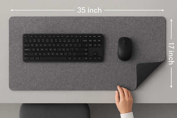 27 Felt Desk Pad with Anti Slip Backing Large Wool Blend Desk Mat for Keyboard and Mouse Comfort and Warmth for Office Desk Grey 35x17 Inch
