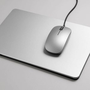 30 Aluminum Metal Desk Mat Hard Surface Mouse Pad with Non Slip Rubber Base for Modern Office and Designer Workspaces Sleek Silver Design