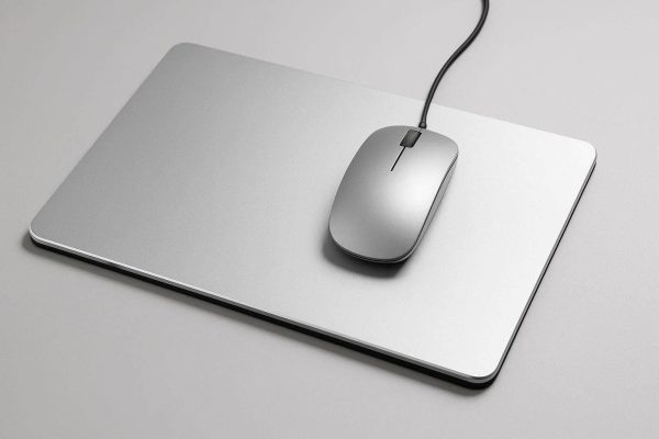 30 Aluminum Metal Desk Mat Hard Surface Mouse Pad with Non Slip Rubber Base for Modern Office and Designer Workspaces Sleek Silver Design